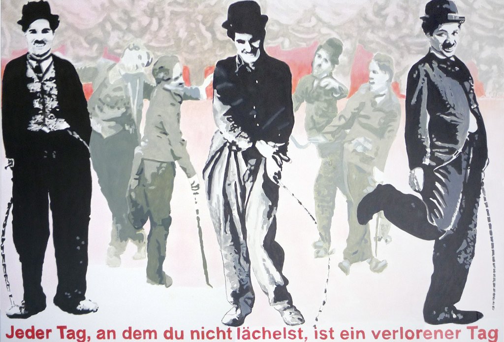 Chaplins Lächeln, ÖlaLw,150x220 cm, 2008