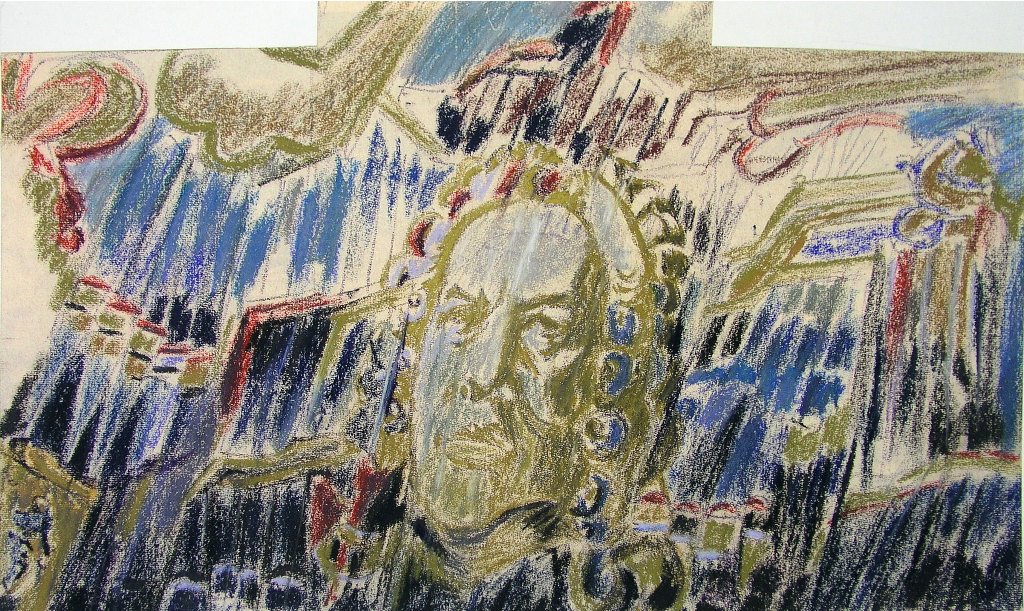 Entwurf für Bach-Hommage, Pastell, 35,6x53,2 cm, 1996