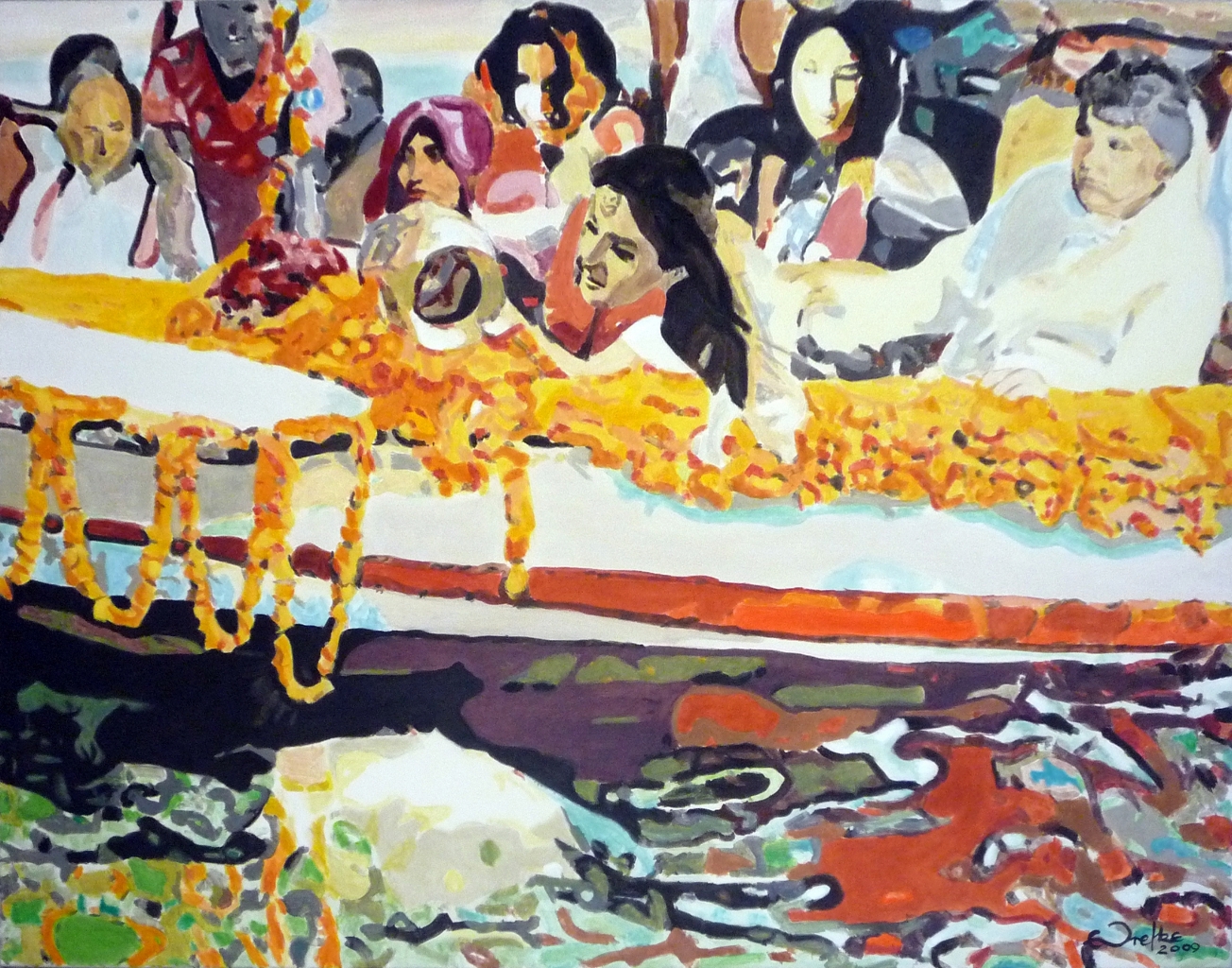 Urnenbegräbnis in Indien ÖlaLw, 120x160 cm, 2009