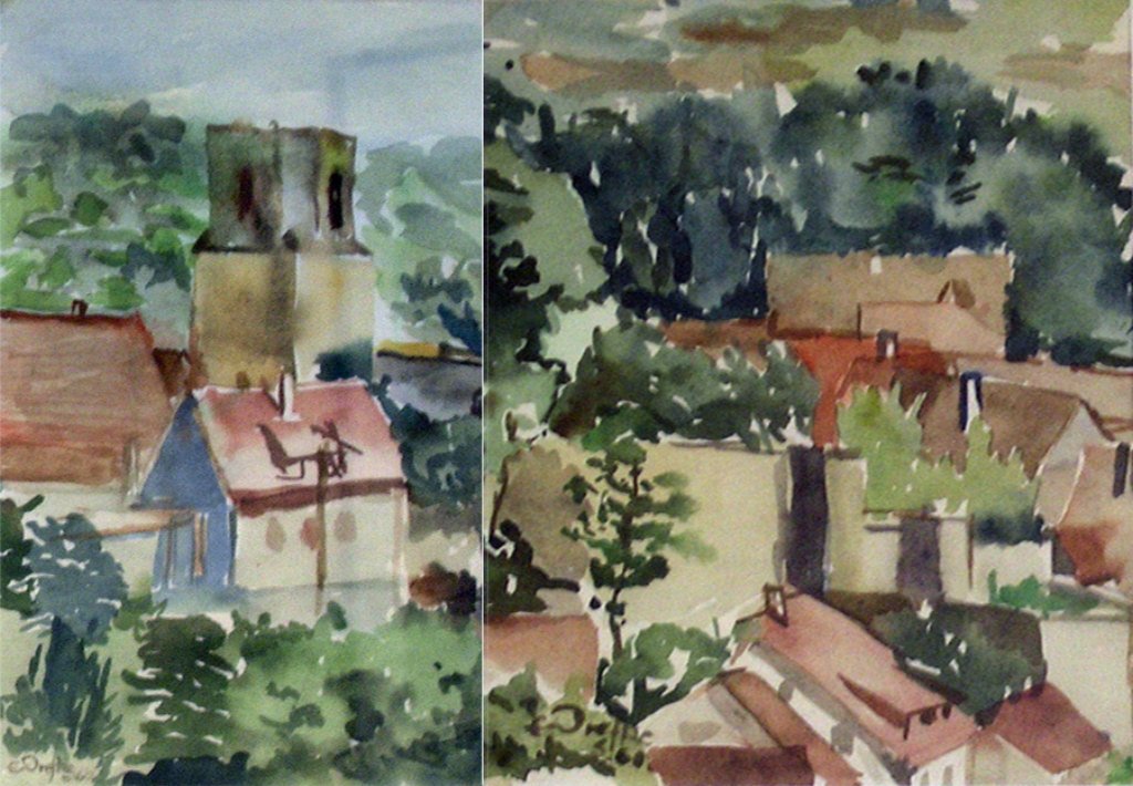 1960-stuttgart-muehlhausen-aquarell-2teile