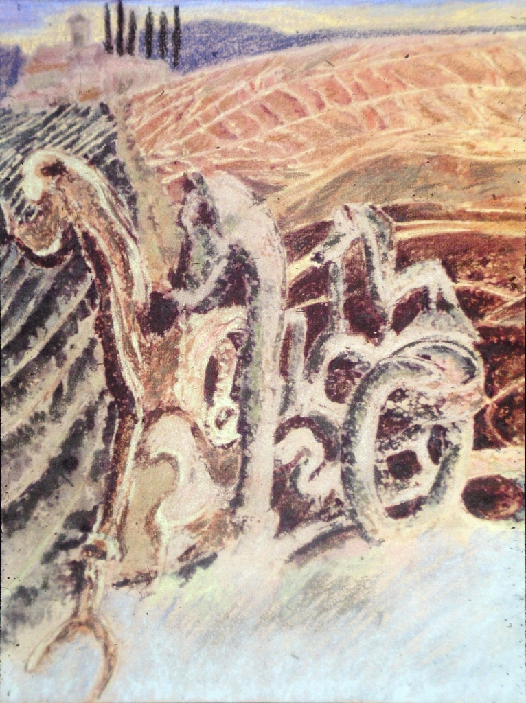 etruskisch-04-volterra-landschaftvorstudie-pastell-1987